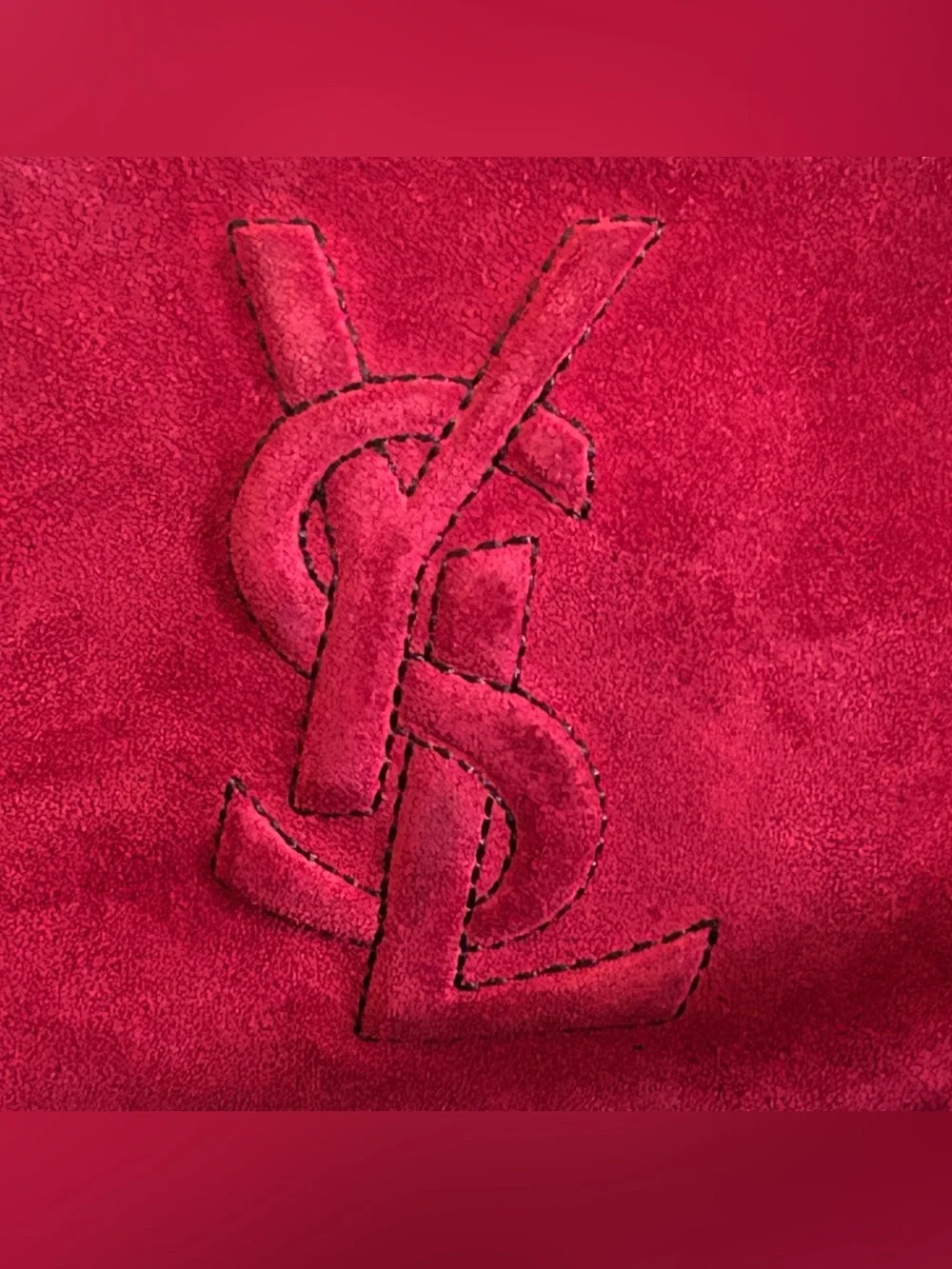 Vintage YSL Yves Saint Laurent Red Suede Cosmetic Makeup Bag Pouch Wristlet